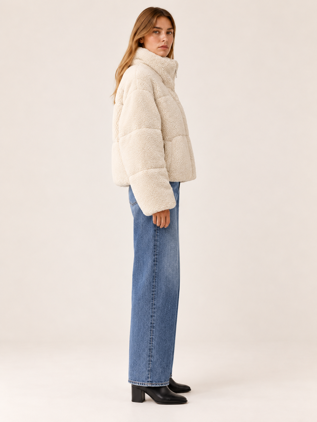 Vivian | Women's Cropped Teddy Puffer Jacket Winter