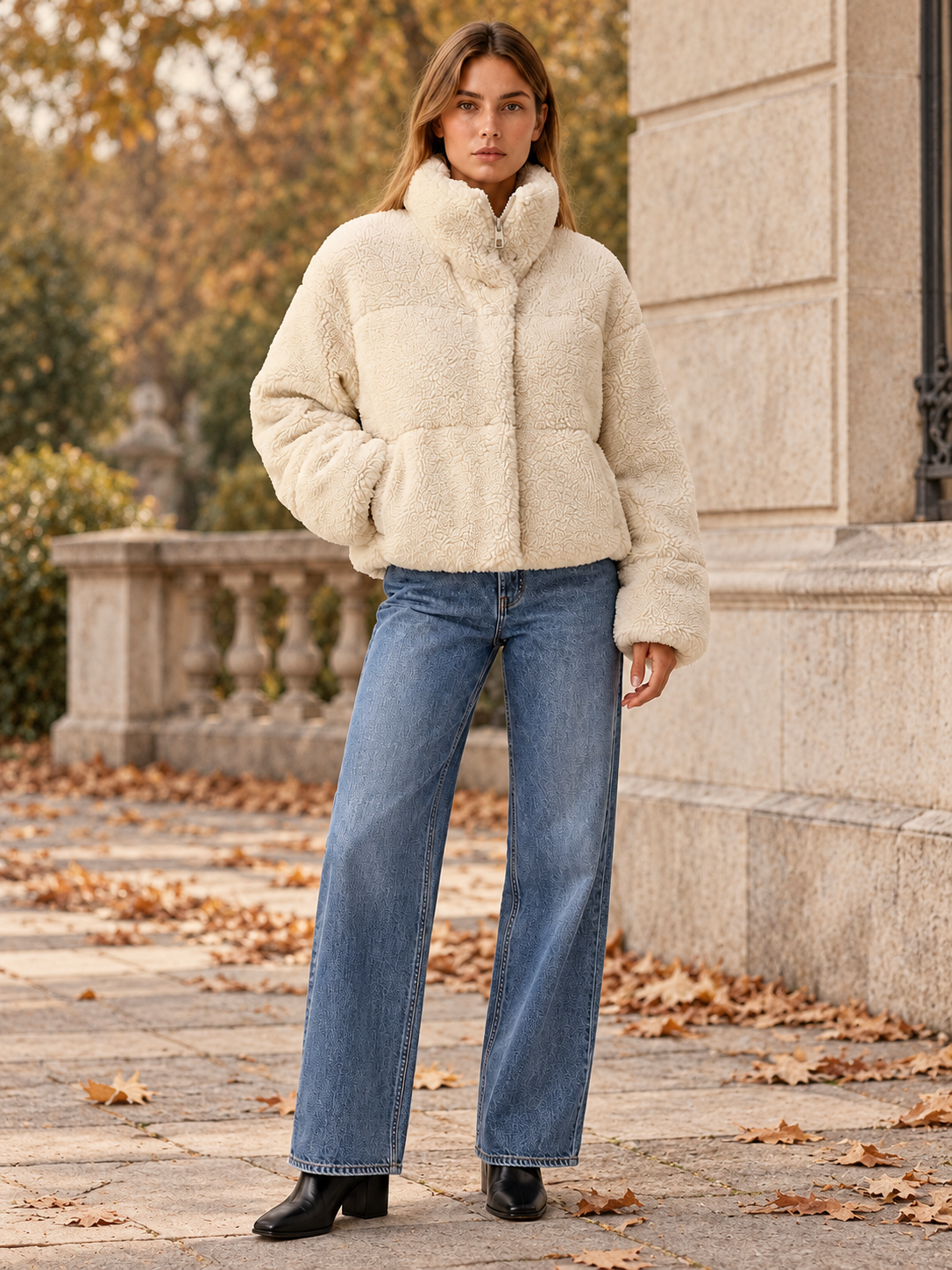 Vivian | Women's Cropped Teddy Puffer Jacket Winter