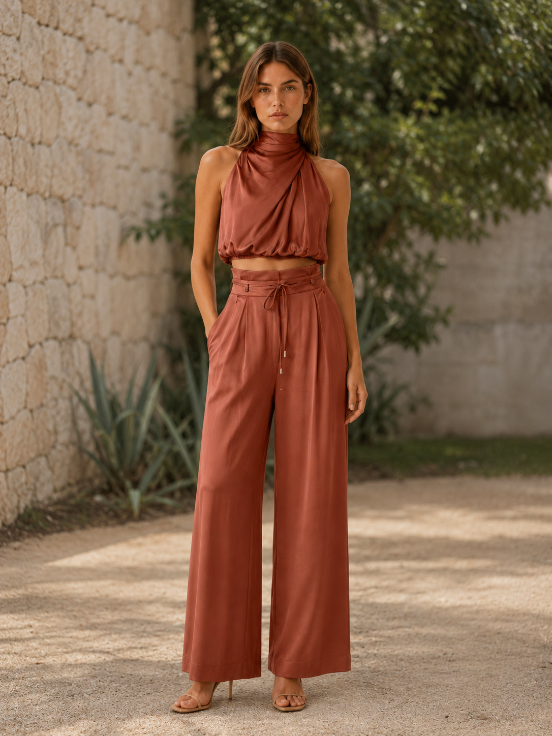 Vianne | Wide Leg Pants Set with Sleeveless Top
