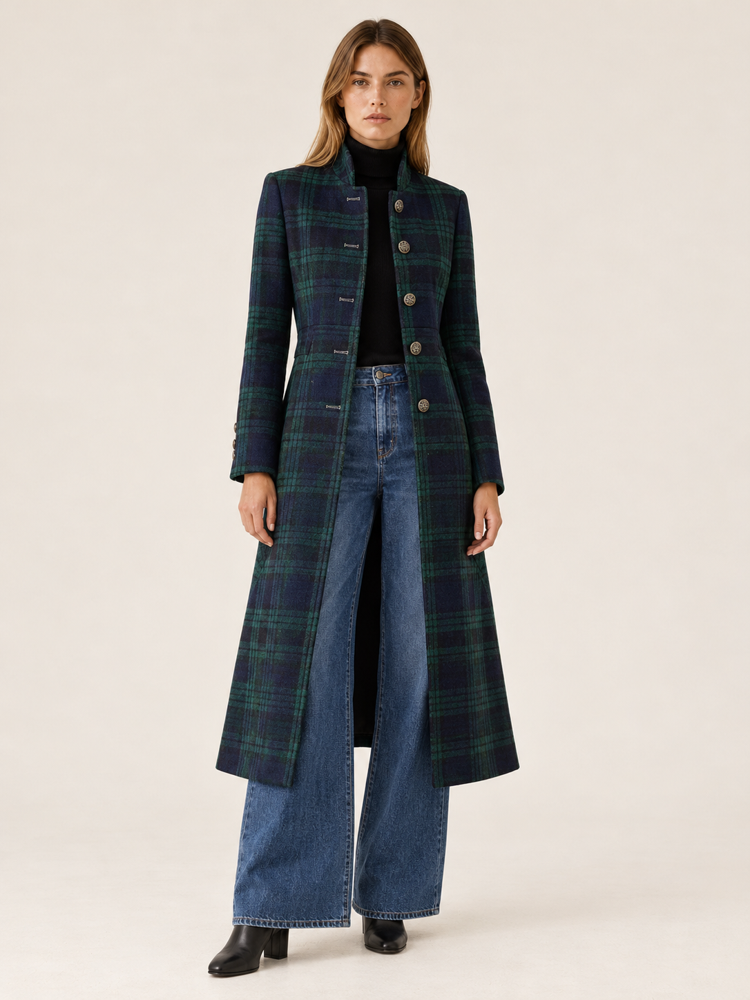 Wilhelmina | Women's Plaid Long Coat Winter