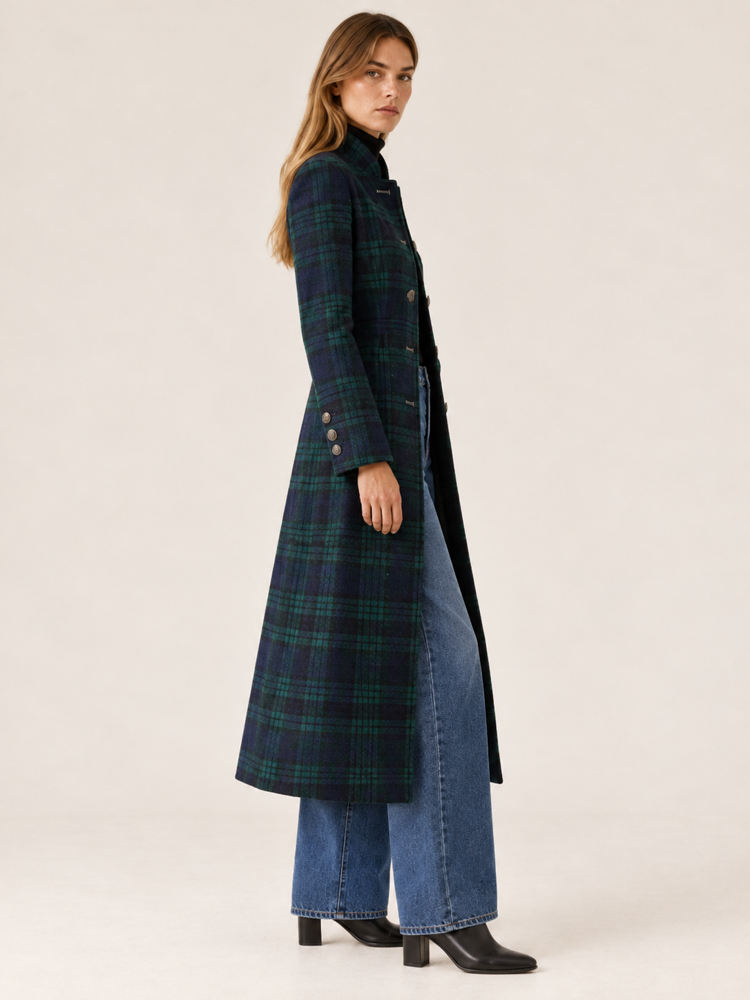 Wilhelmina | Women's Plaid Long Coat Winter