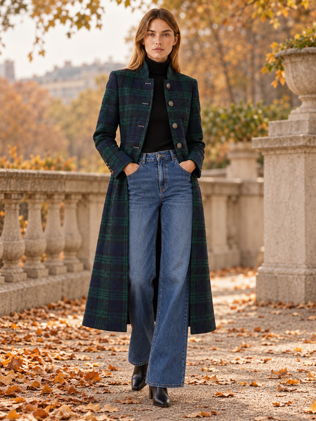 Wilhelmina | Women's Plaid Long Coat Winter
