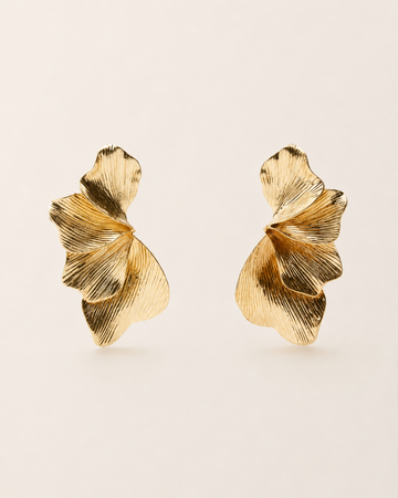 Winona | Leaf Statement Earrings with Textured Finish