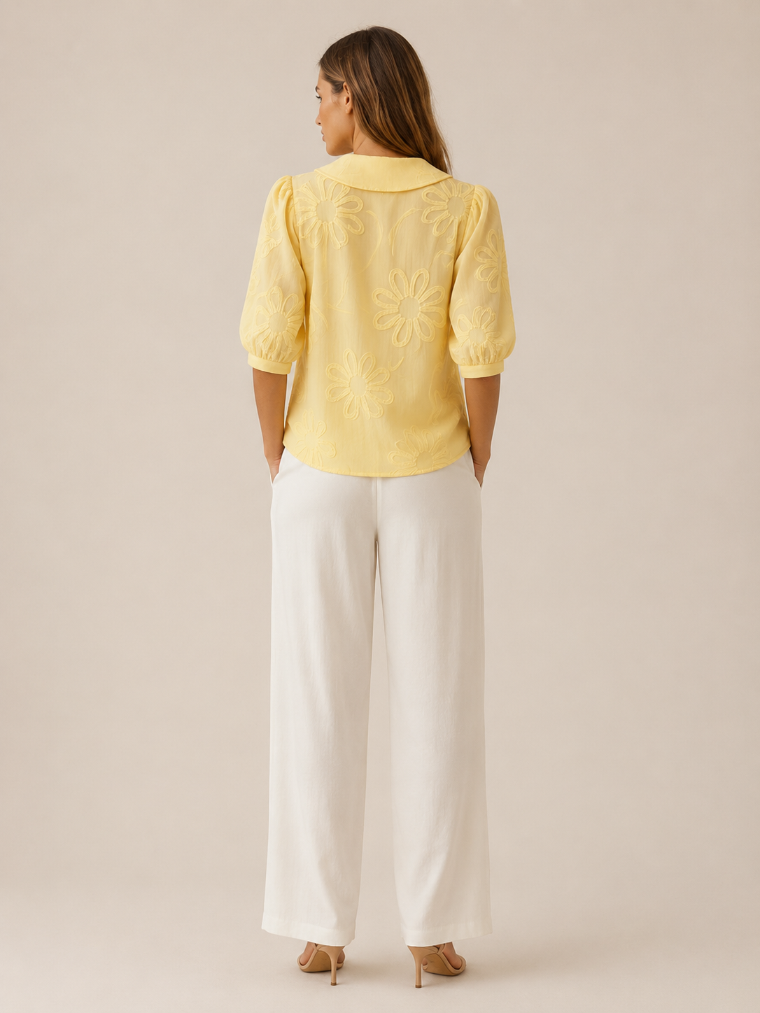 Winsen | Floral Blouse with Peter Pan Collar Button Front