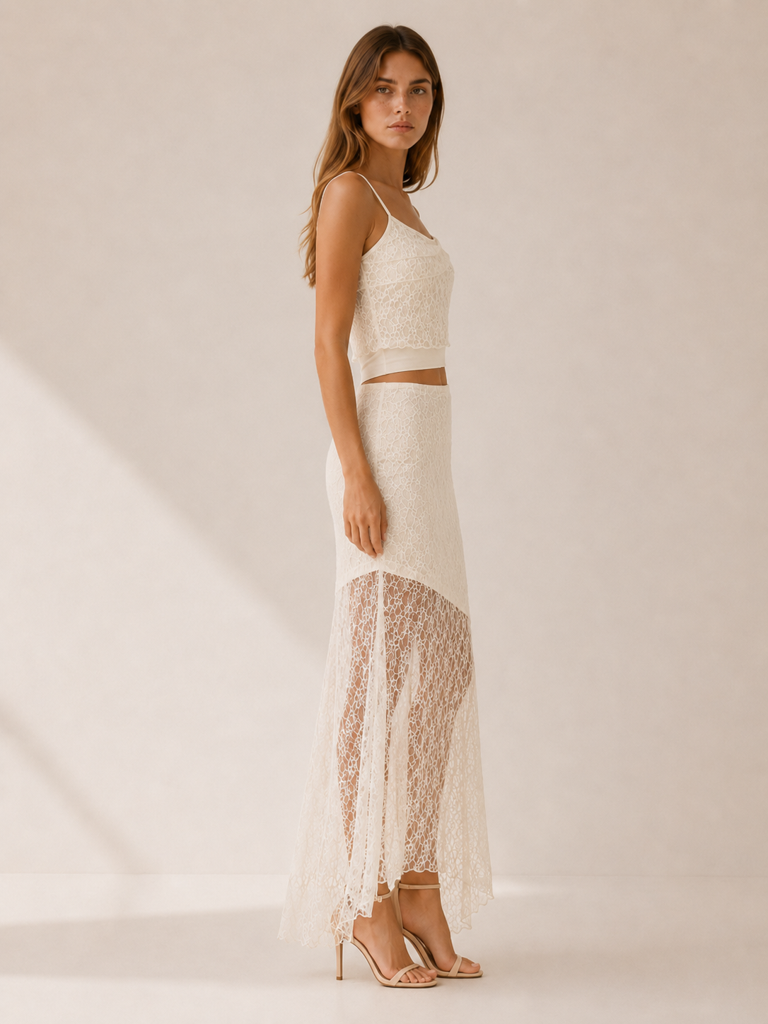 Yara | Lace Maxi Skirt Set with Ruffle Hem