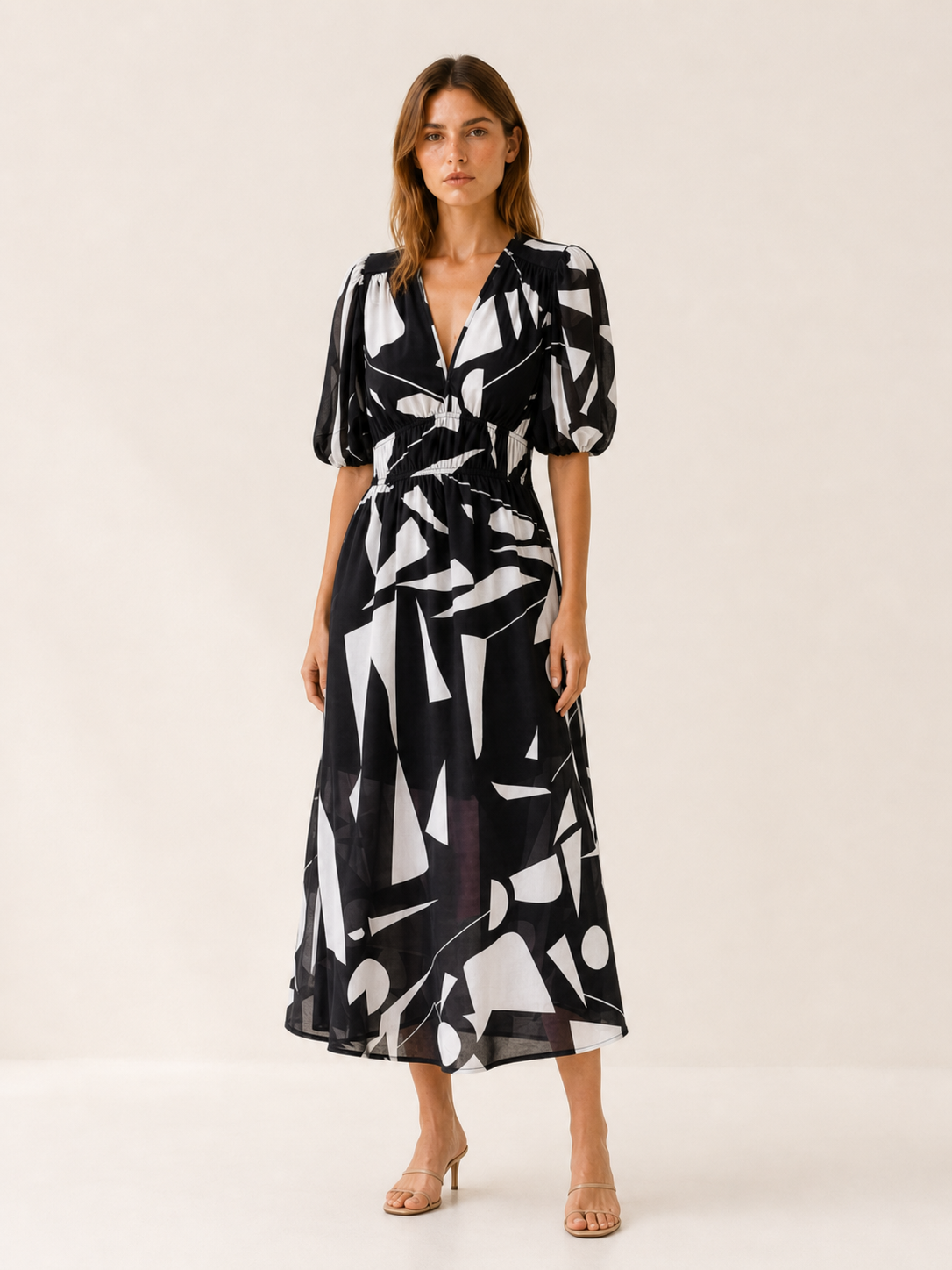 Zerina | Floral Midi Dress with V-Neck