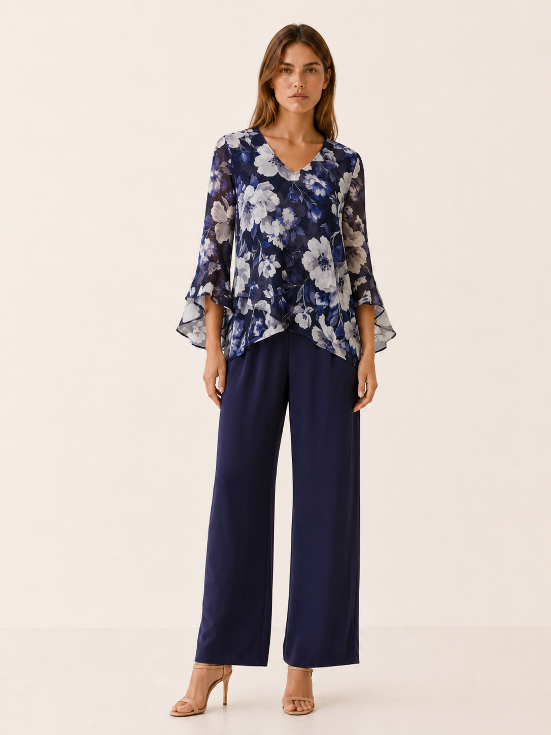 Zevira | Paisley Blouse with Ruffle Sleeves Chiffon Top