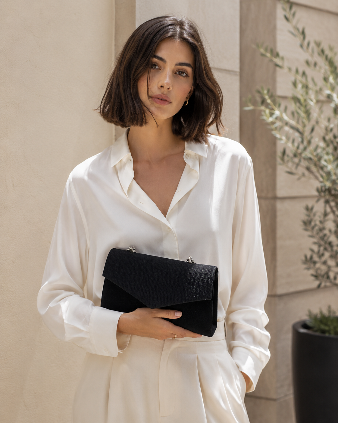 Zirel | Clutch Bag with Structured Top Handle