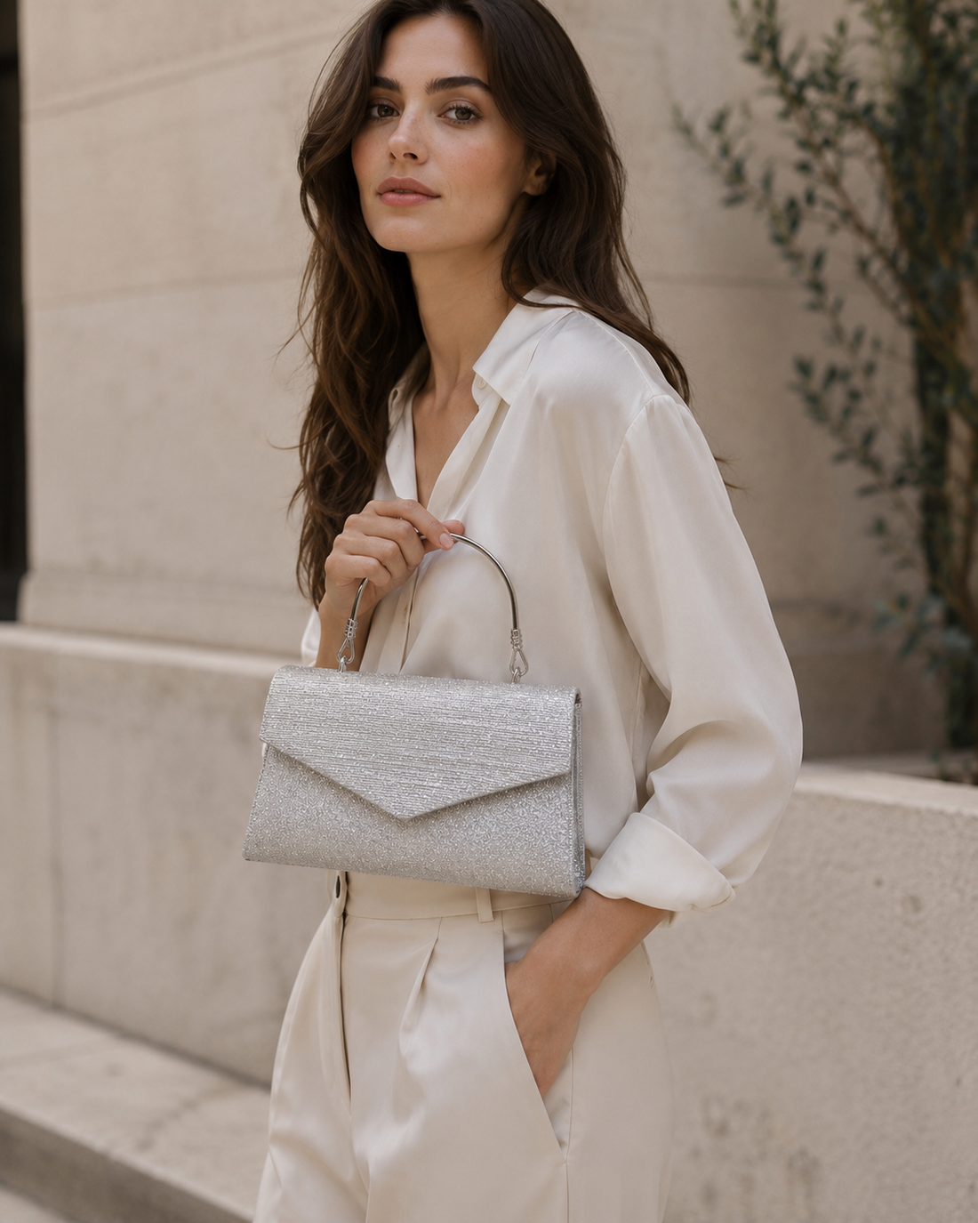 Zirel | Clutch Bag with Structured Top Handle