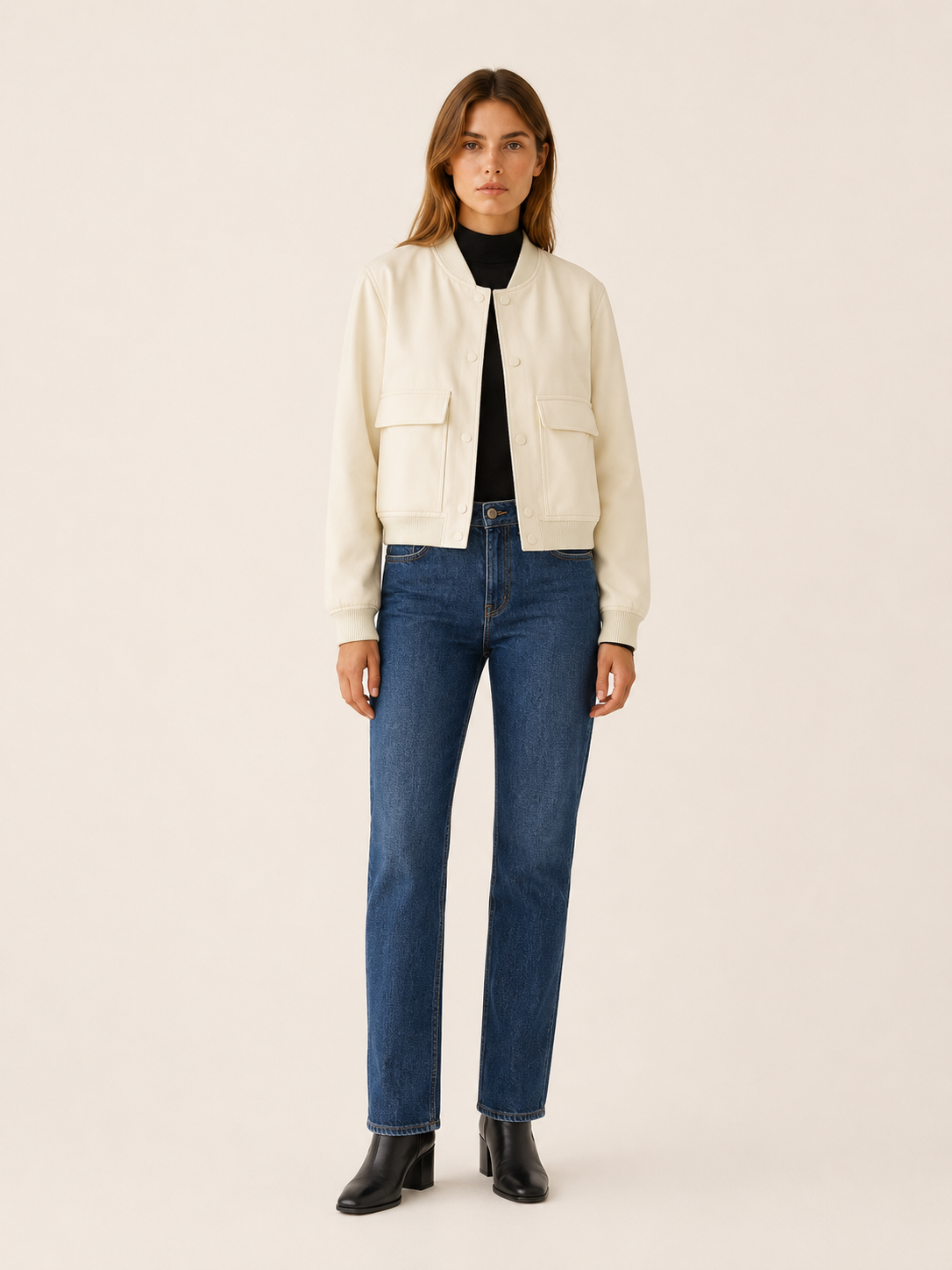 Zorielle | Cropped Bomber Jacket with Flap Pockets