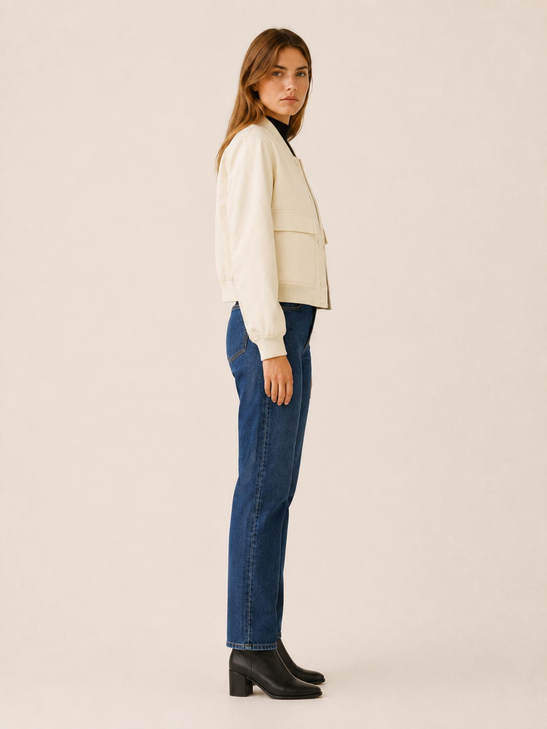 Zorielle | Cropped Bomber Jacket with Flap Pockets