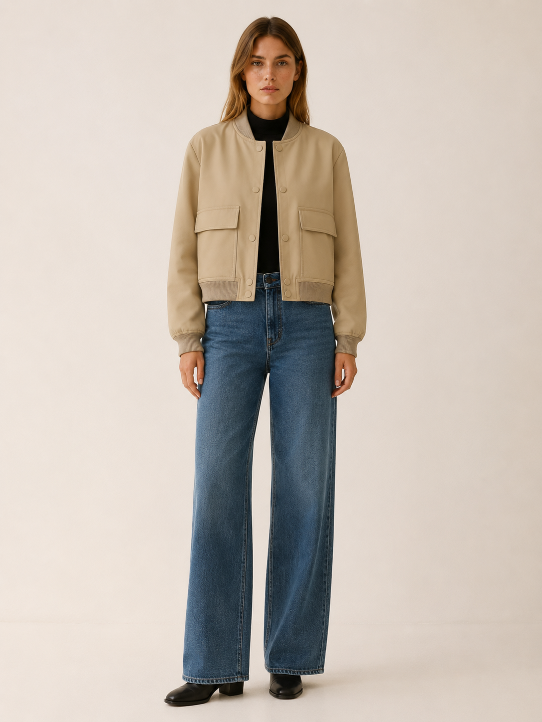 Zorielle | Cropped Bomber Jacket with Flap Pockets