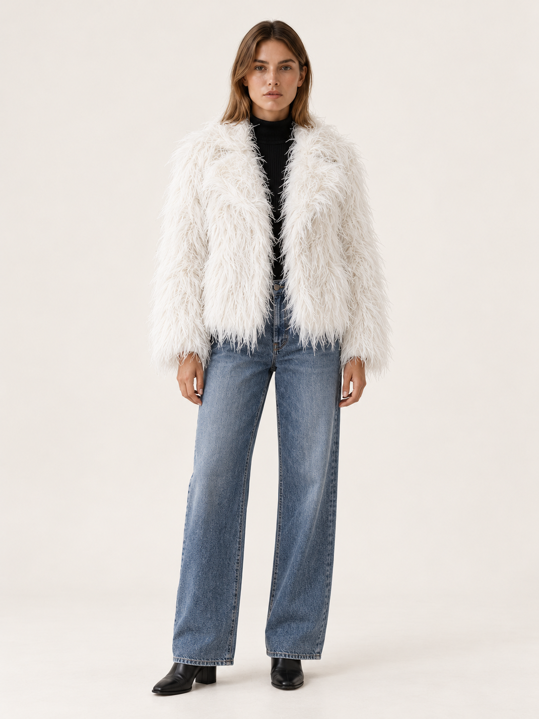 Zuri | Women's Cropped Faux Fur Jacket Winter Holiday Party