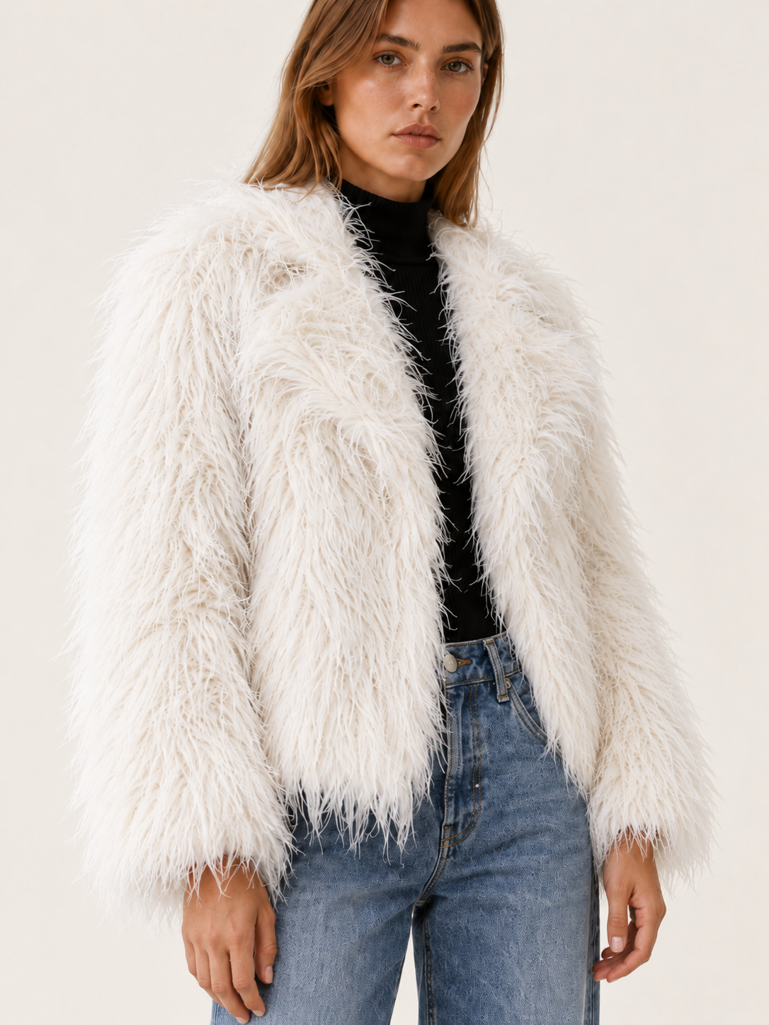 Zuri | Women's Cropped Faux Fur Jacket Winter Holiday Party