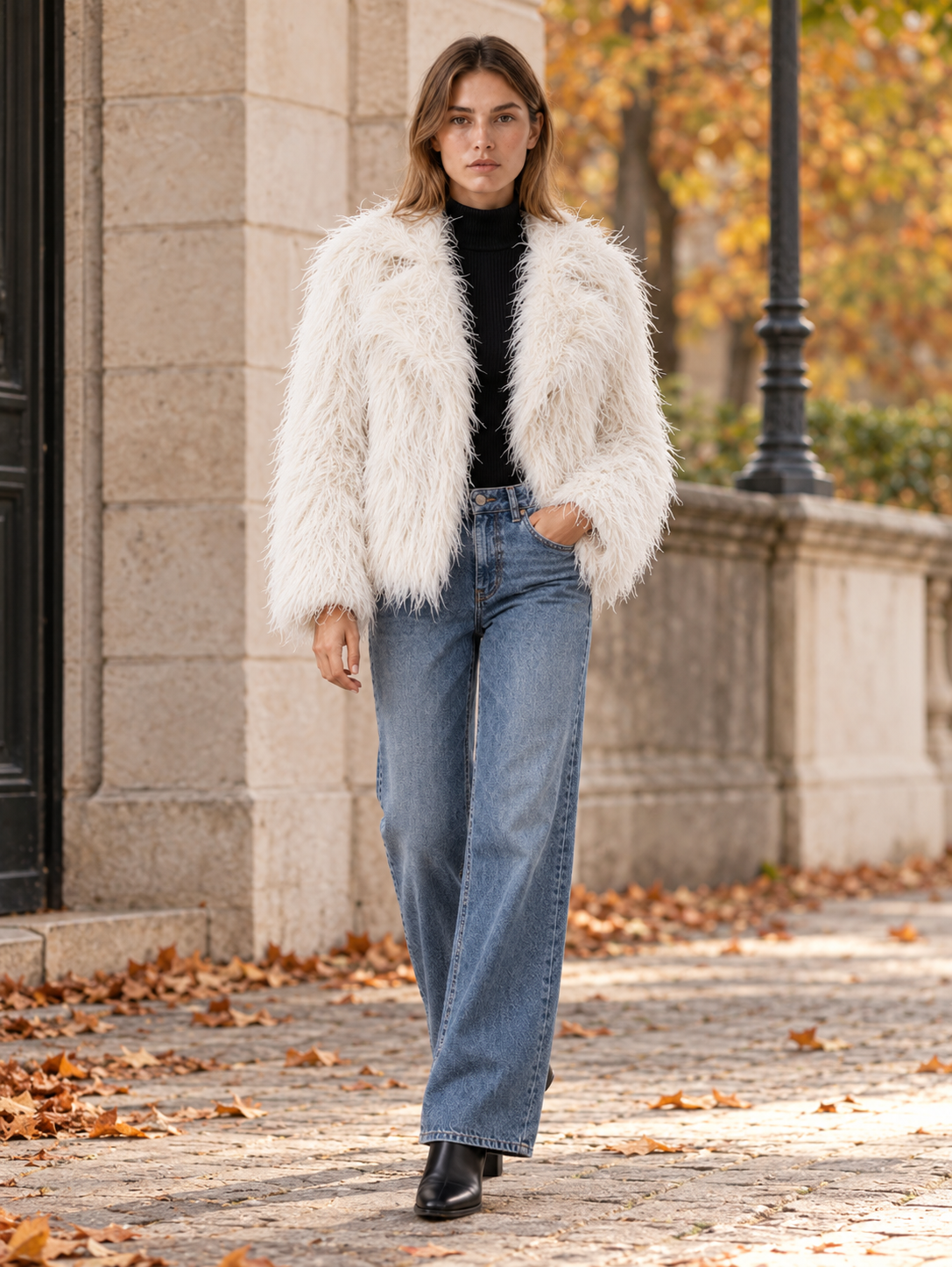 Zuri | Women's Cropped Faux Fur Jacket Winter Holiday Party